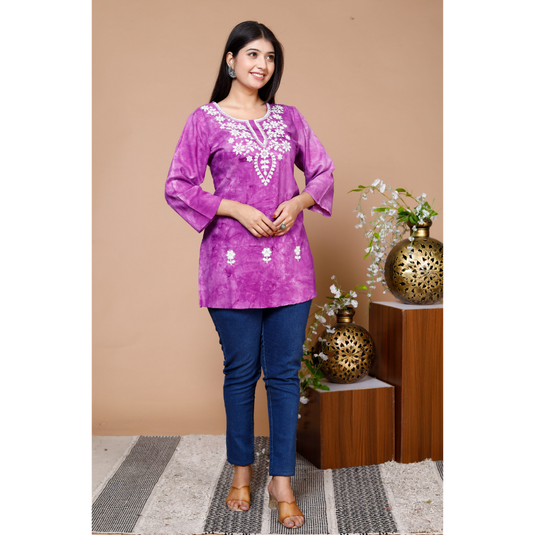 Nayi Nazar Purple Chikankari Top