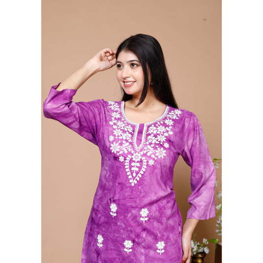 Nayi Nazar Purple Chikankari Top