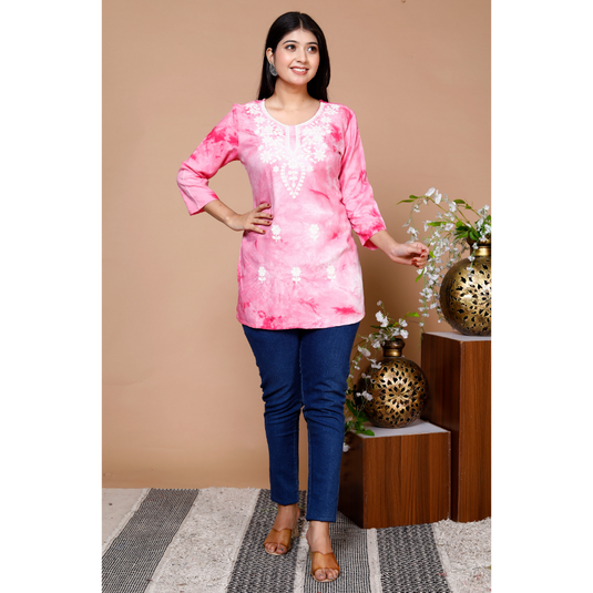 Nayi Nazar Pink Chikankari Top