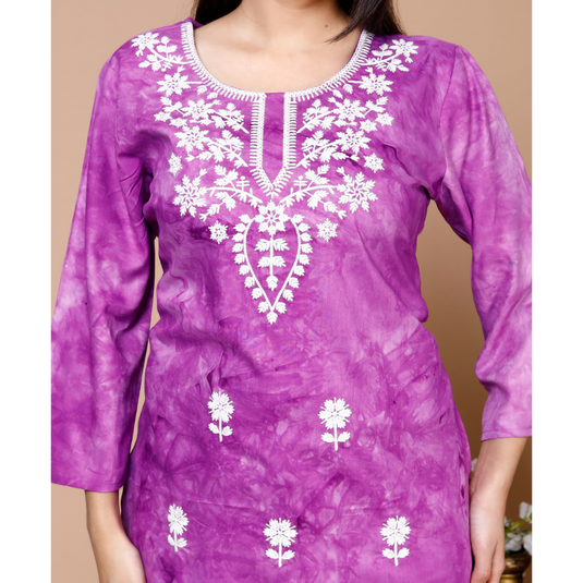 Nayi Nazar Purple Chikankari Top