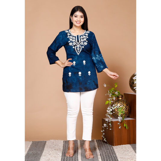 Nayi Nazar Blue Chikankari Top
