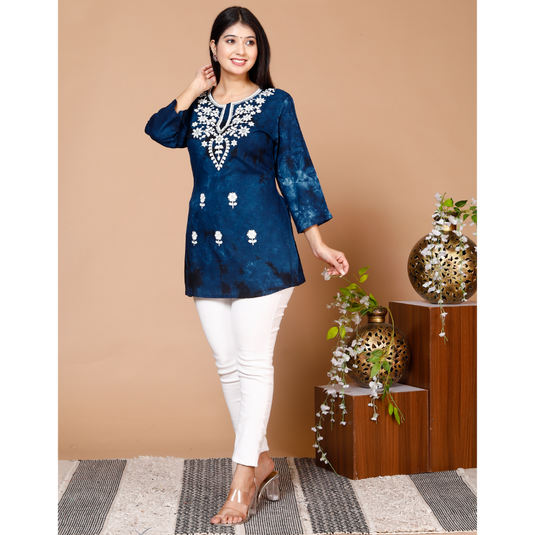 Nayi Nazar Blue Chikankari Top