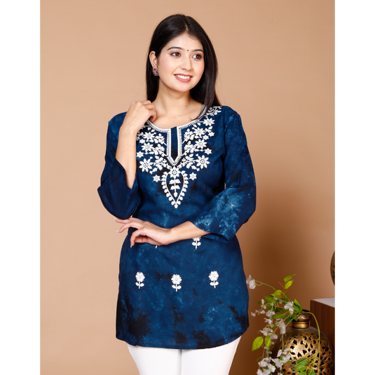 Nayi Nazar Blue Chikankari Top