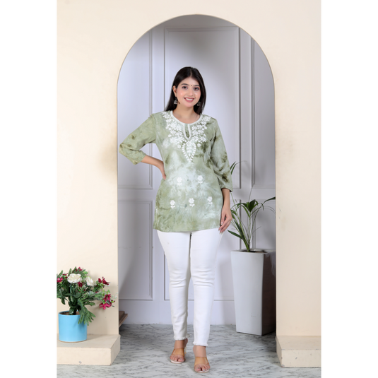 Nayi Nazar Green Chikankari Top