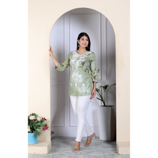 Nayi Nazar Green Chikankari Top