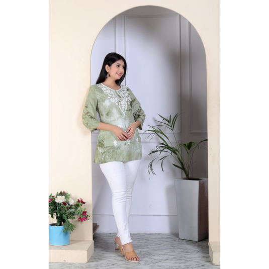 Nayi Nazar Green Chikankari Top