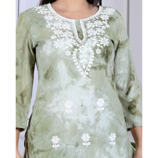 Nayi Nazar Green Chikankari Top