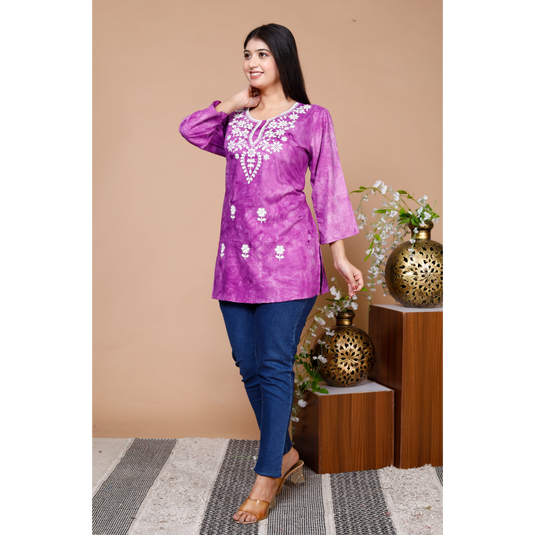 Nayi Nazar Purple Chikankari Top