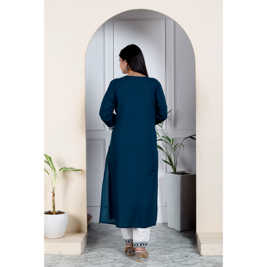 Nayi Nazar Blue Chikankari Cotton Suit Set
