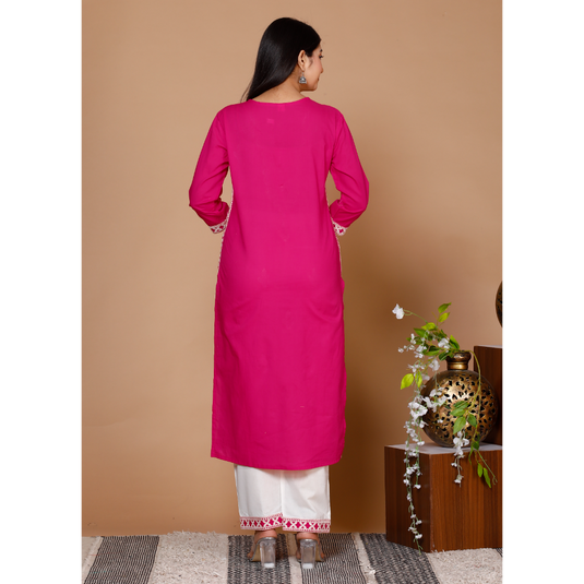 Nayi Nazar Rani Chikankari Cotton Suit Set