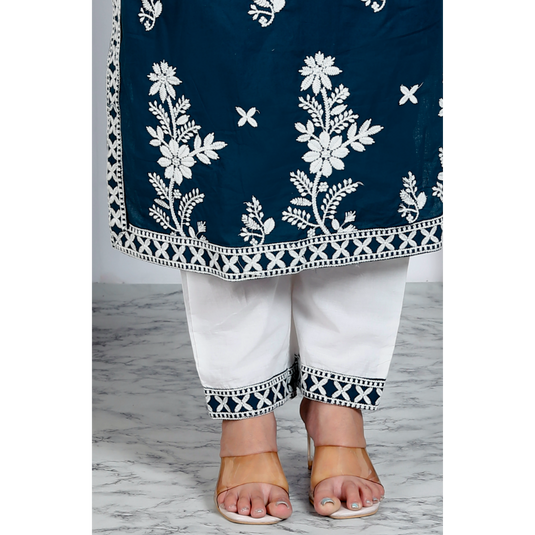 Nayi Nazar Blue Chikankari Cotton Suit Set