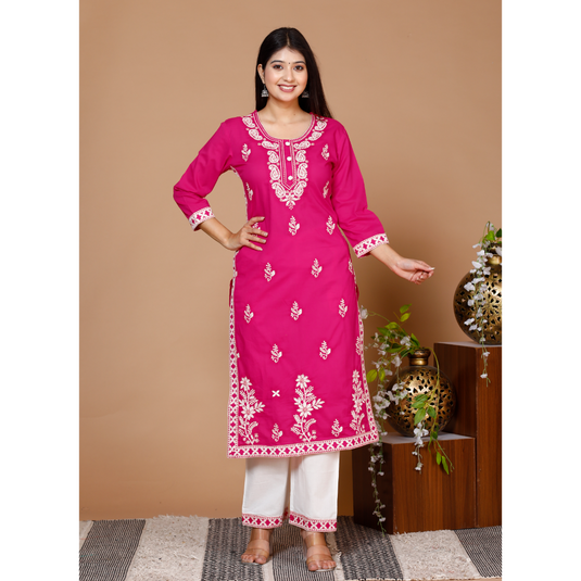 Nayi Nazar Rani Chikankari Cotton Suit Set