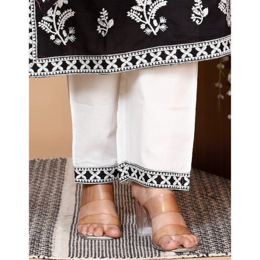 Nayi Nazar Black Lucknowi Cotton Suit Set
