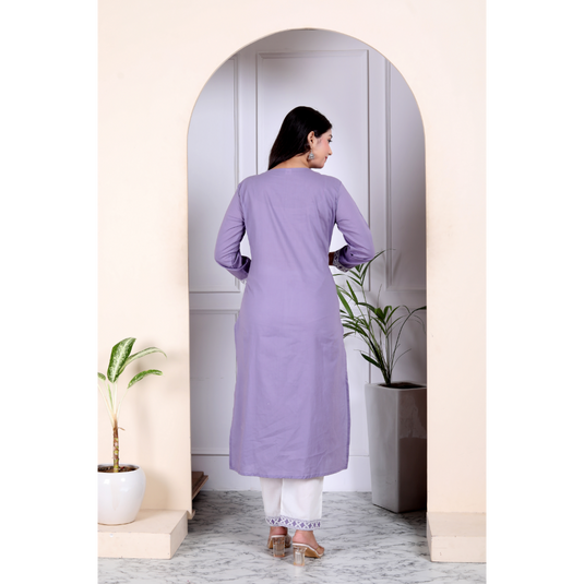 Nayi Nazar Purple Chikankari Cotton Suit Set