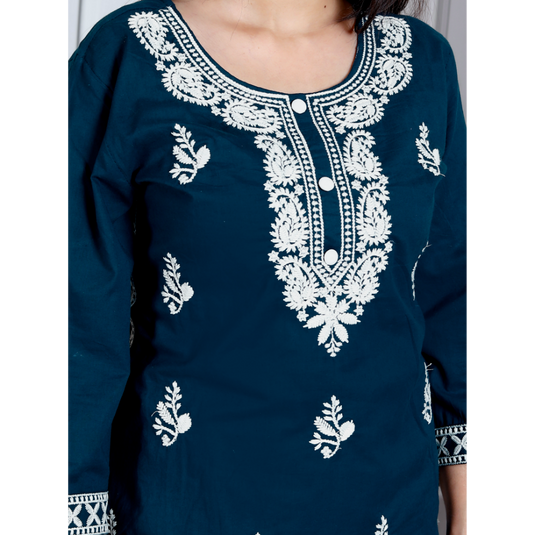 Nayi Nazar Blue Chikankari Cotton Suit Set