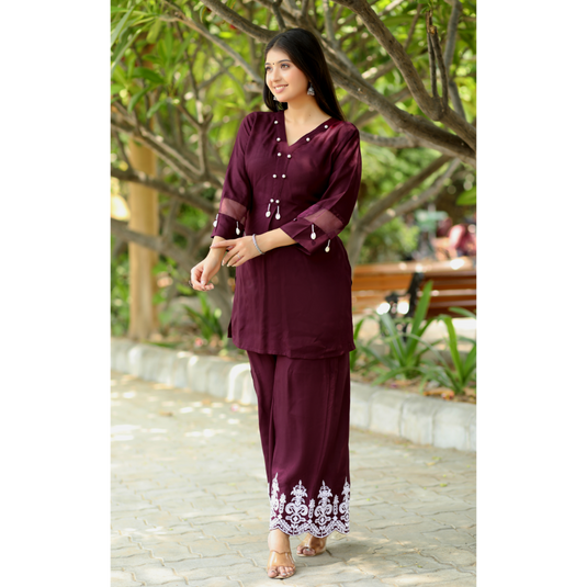 Nayi Nazar Maroon Co-Ord Set