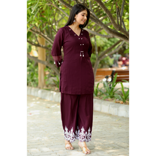 Nayi Nazar Maroon Co-Ord Set