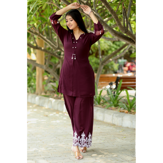 Nayi Nazar Maroon Co-Ord Set