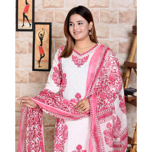 Nayi Nazar Pink Cotton Suit Set