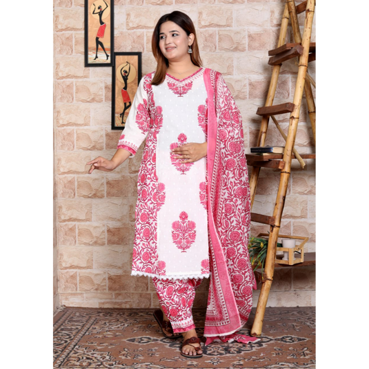Nayi Nazar Pink Cotton Suit Set