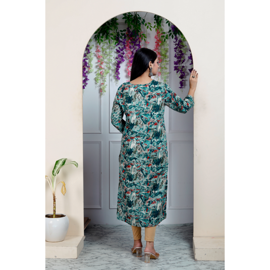Nayi Nazar Green Straight Kurta