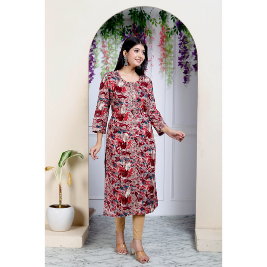Nayi Nazar Maroon Straight Kurta