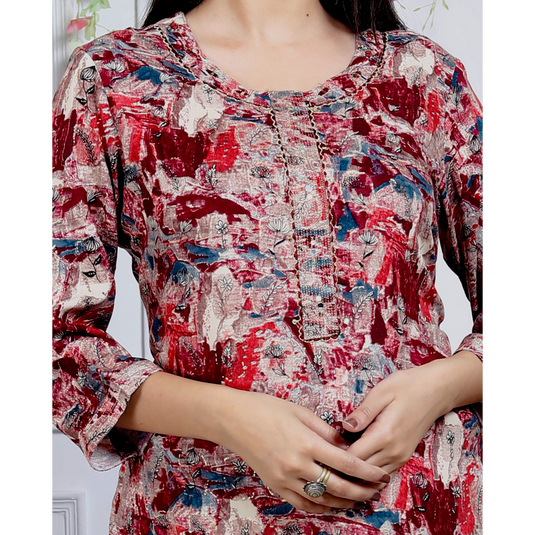Nayi Nazar Maroon Straight Kurta