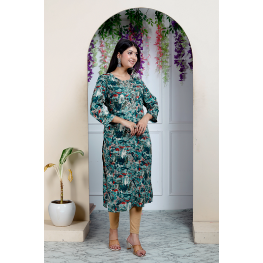 Nayi Nazar Green Straight Kurta
