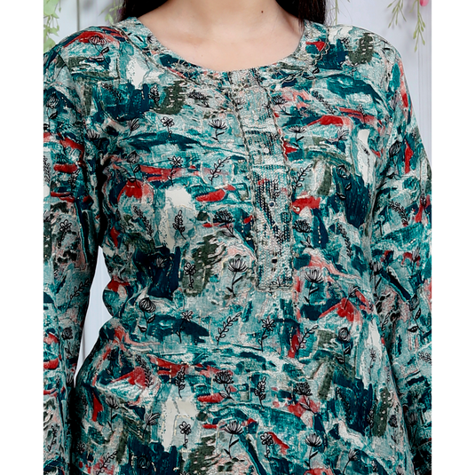 Nayi Nazar Green Straight Kurta