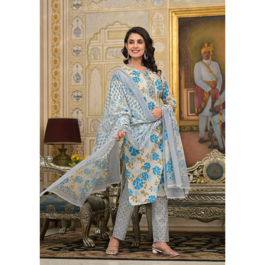Nayi Nazar Blue Chavi Cotton Suit Set