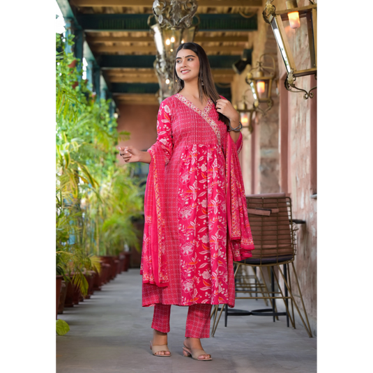 Nayi Nazar Red Preet Cotton Suit Set