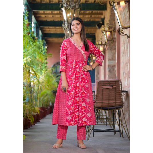 Nayi Nazar Red Preet Cotton Suit Set