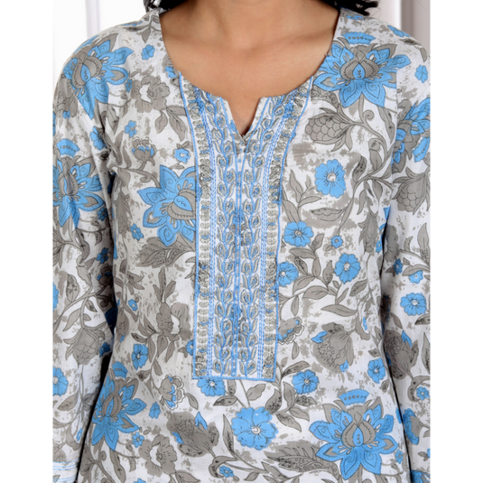 Nayi Nazar Grey Blue Suit Set