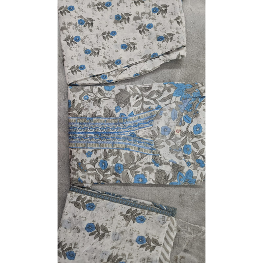 Nayi Nazar Grey Blue Suit Set