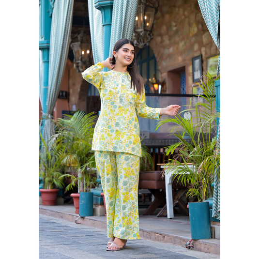 Nayi Nazar Yellow Cotton Co-Ord Set