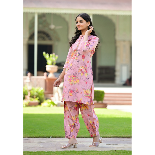 Trishna Pink Muslin Co-ord Set