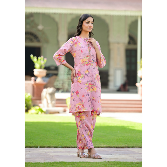 Trishna Pink Muslin Co-ord Set