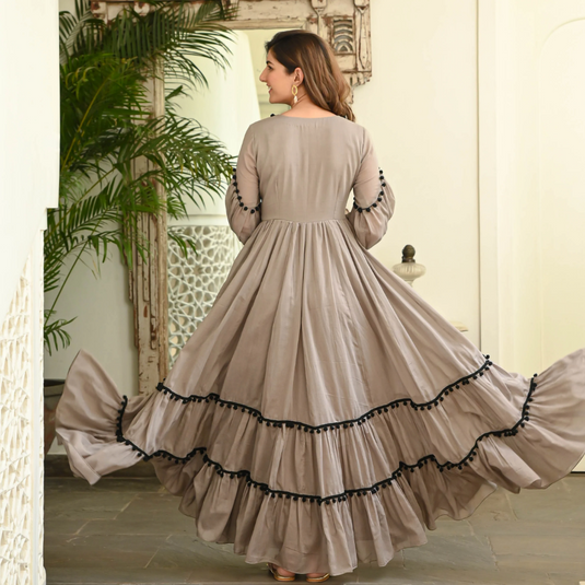 Nayi Nazar Brown Long Flared Dress