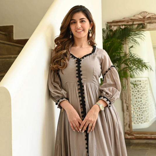 Nayi Nazar Brown Long Flared Dress