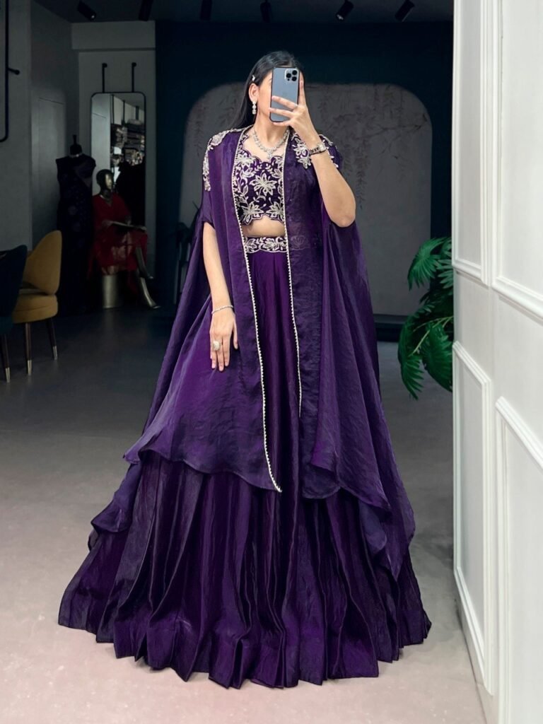 Royal Plum Layered Lehenga Set
