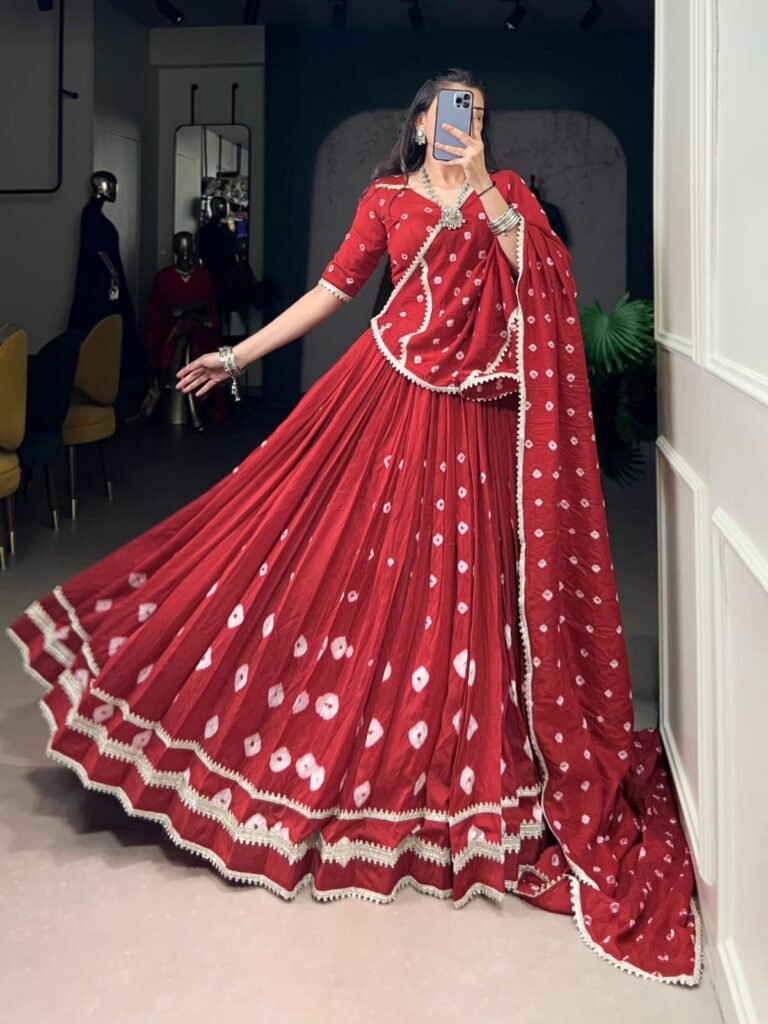 Ruby Bandhani Lehenga Set
