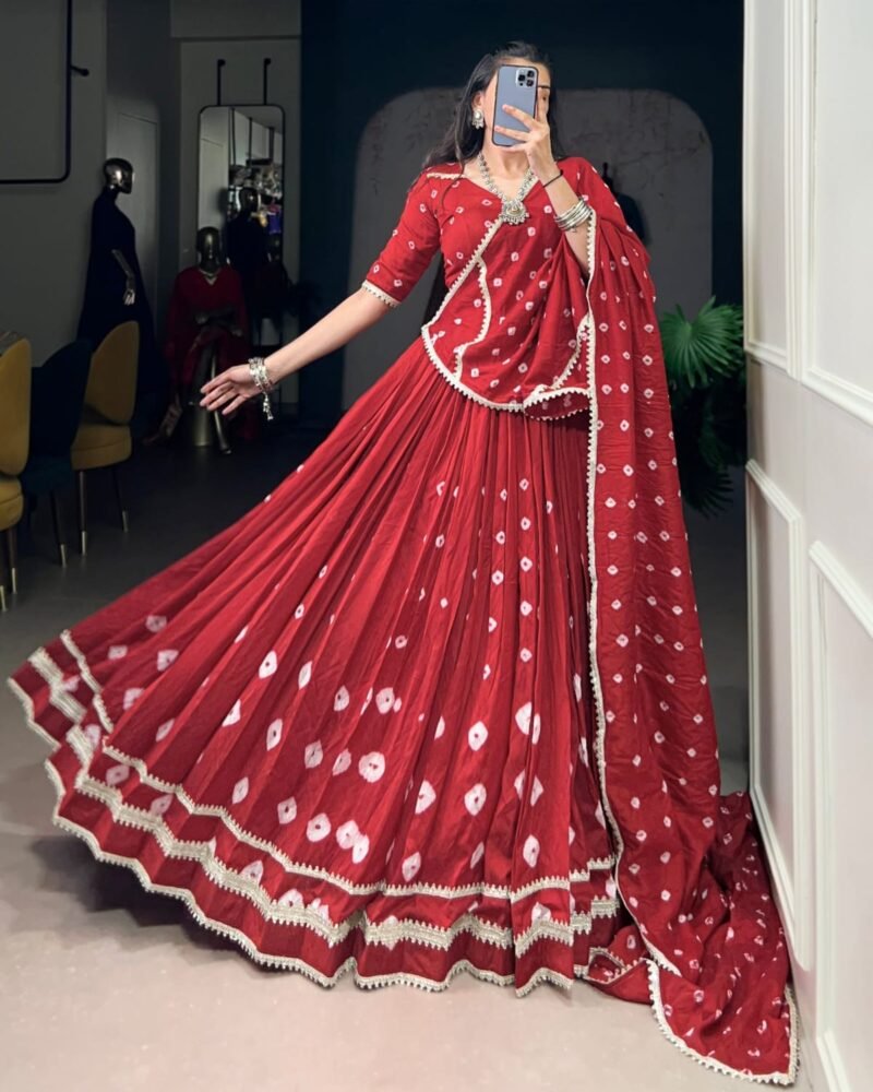 Ruby Bandhani Lehenga Set